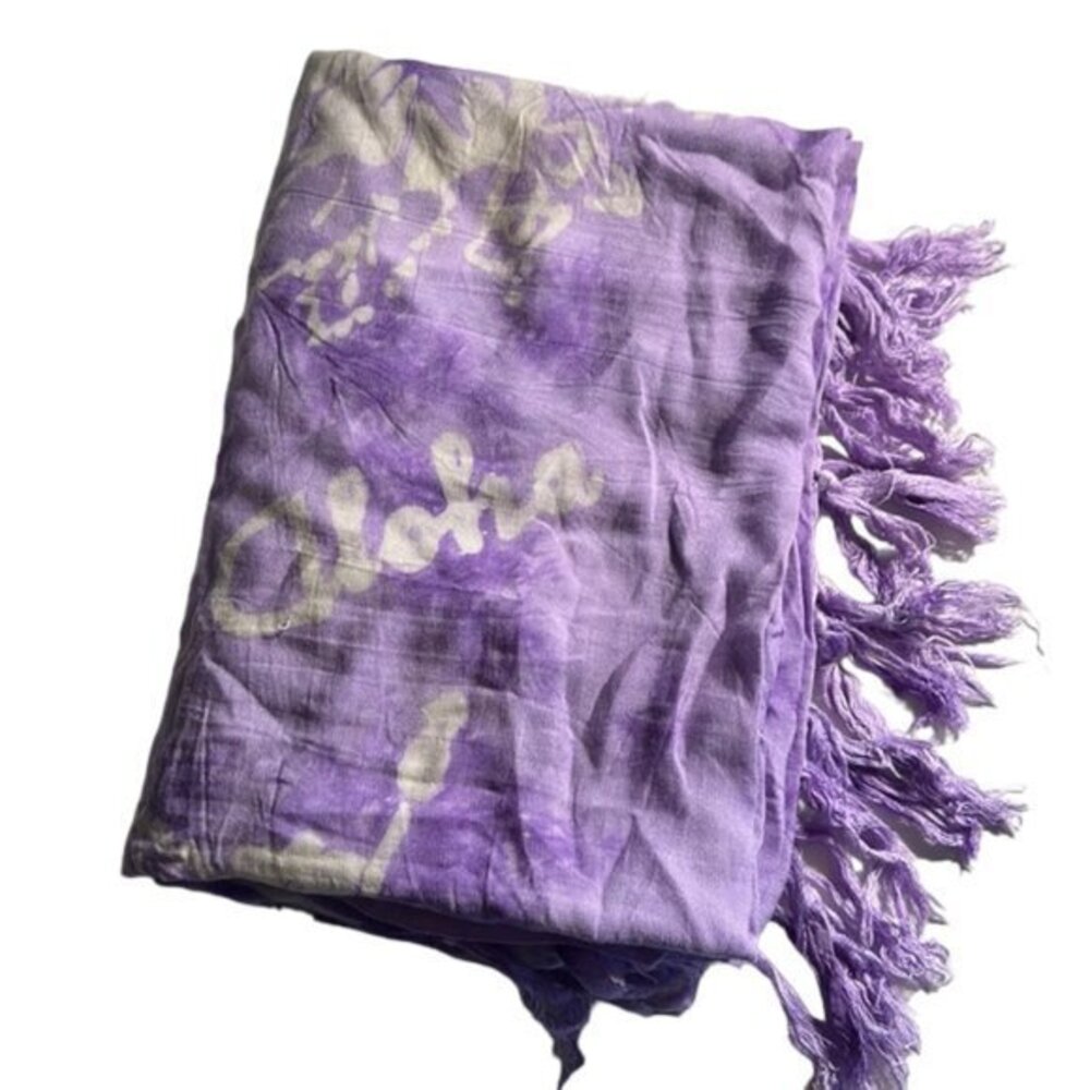 Hawaii Maui Tropical Aloha Purple Lavender White Swimsuit Wrap Sarong EUC #7124